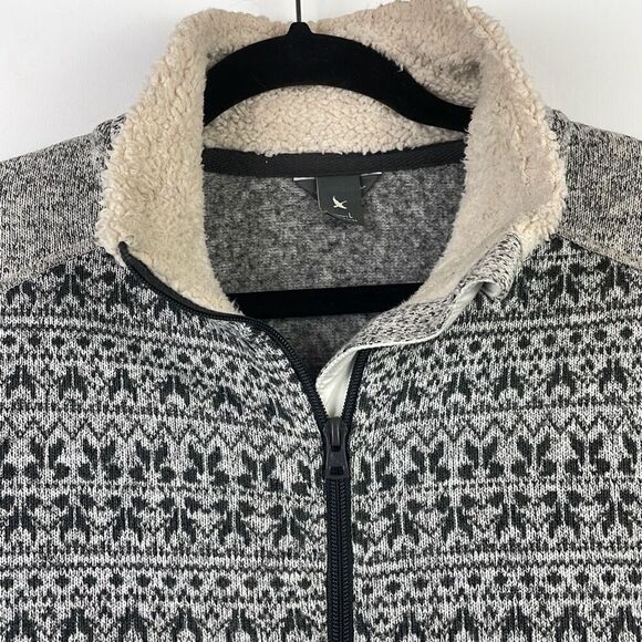 Eddie Bauer Women's Aztec-Print Full Zipper Fleece Sweater Jacket Gray Large - Picture 3 of 10
